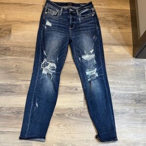 Judy Blue Dark Blue Distressed Skinny Jeans